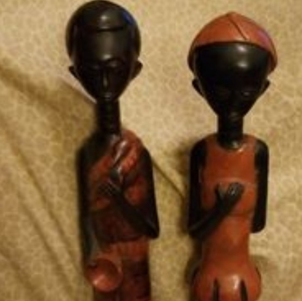 Carved Wood African Couple